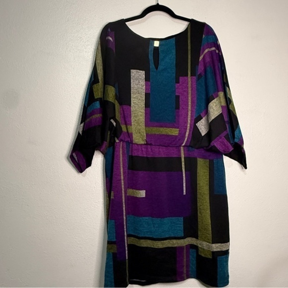 Sandra Darren Colorful Geometric Pattern Dress. Sz XL.